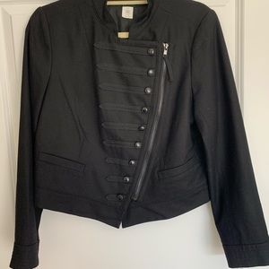Military side zip wool/ spandex  cropped jacket